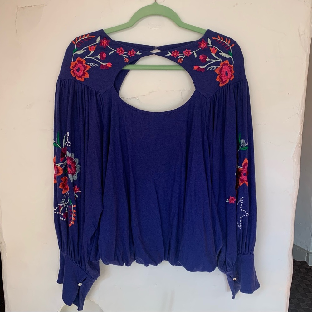 Free People | Lita Embroidered Balloon Sleeve Top